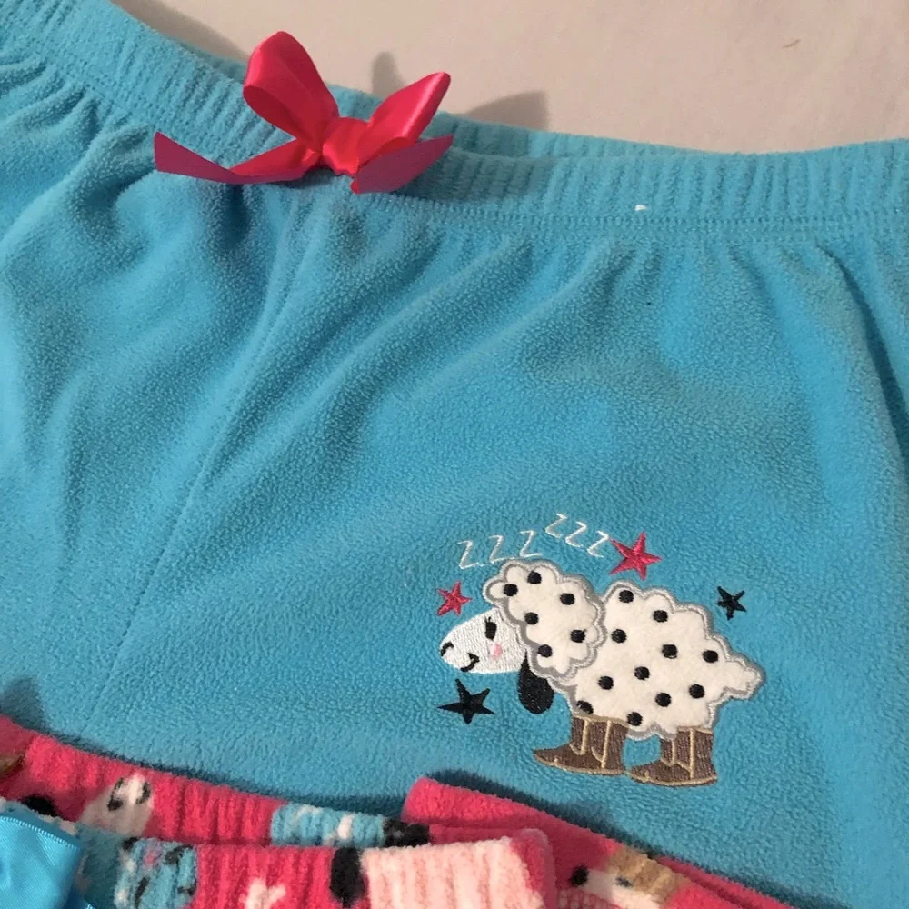2 Pairs of Girl’s Pajama Bottoms with Cute Sheep